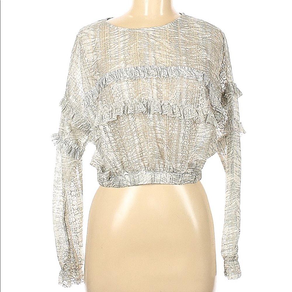 Zara Cropped Long sleeve Ruffle Top